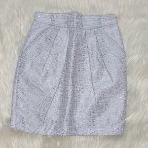 White & Silver mini skirt with POCKETS